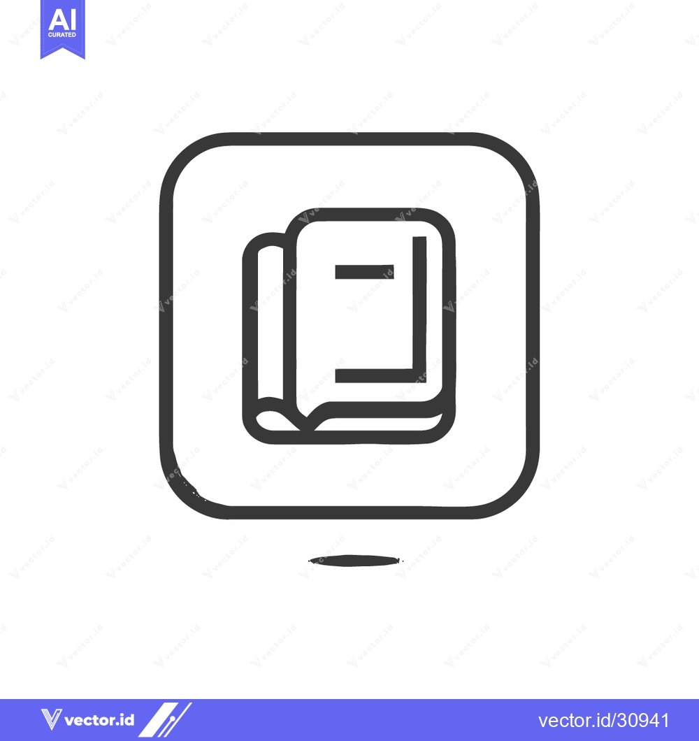 Premium Vector dari Minimalist Book Icon with Rounded Square Frame, Dark Gray Outline