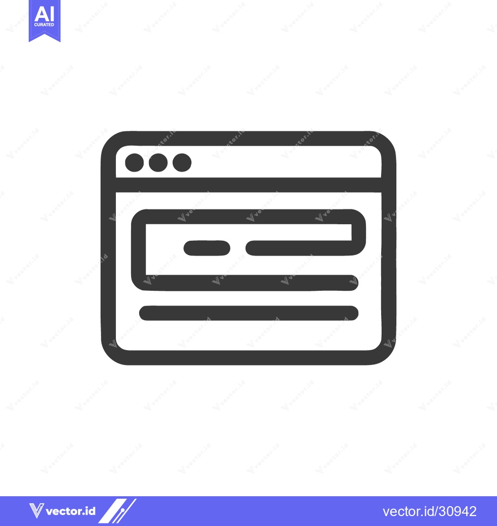 Premium Vector dari Minimalist Browser Window Icon with Content Layout and Rounded Corners