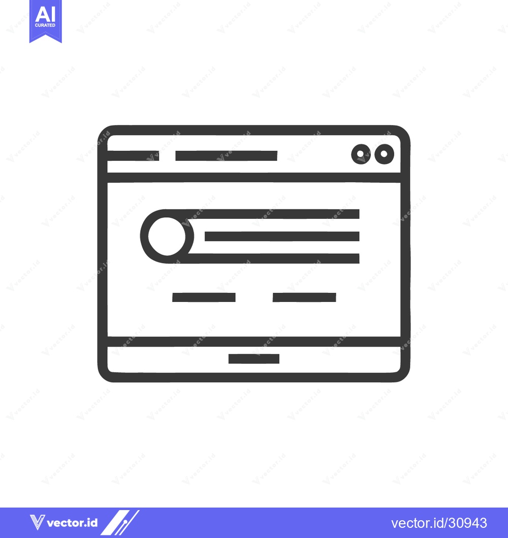 Premium Vector of Minimalist Website Icon: Clean Line Art of Browser Window with Content