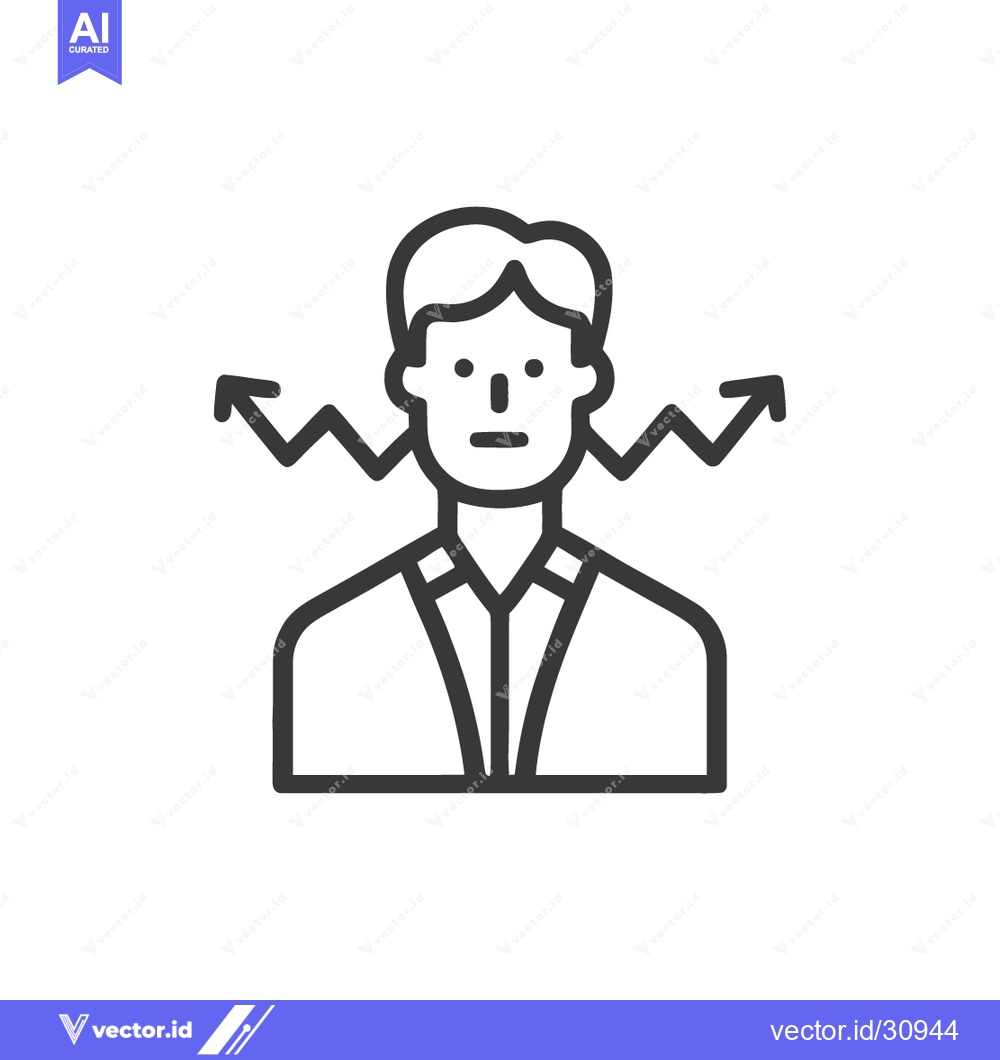 Premium Vector of Stressed Businessman Icon with Zigzag Arrows Representing Pressure and