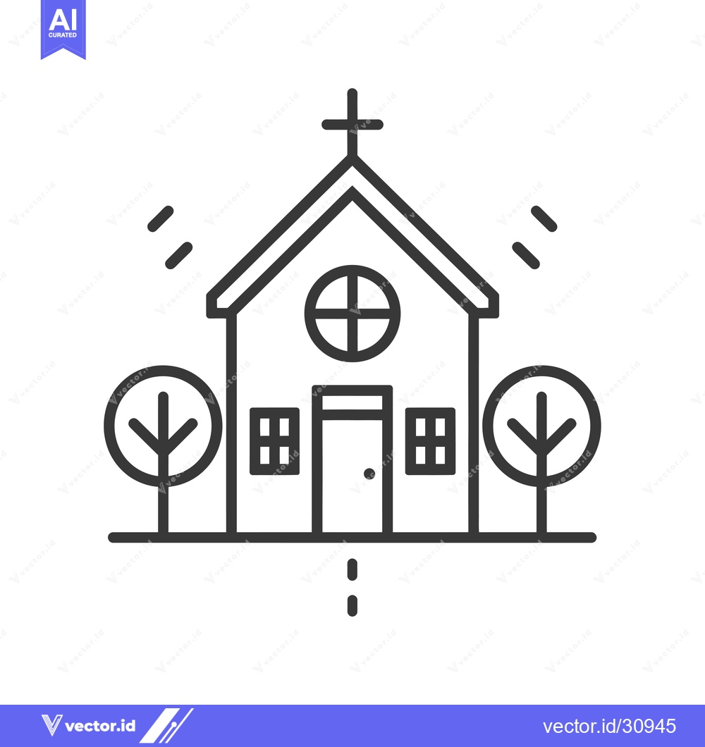 Premium Vector dari Church Building with Cross and Surrounding Trees