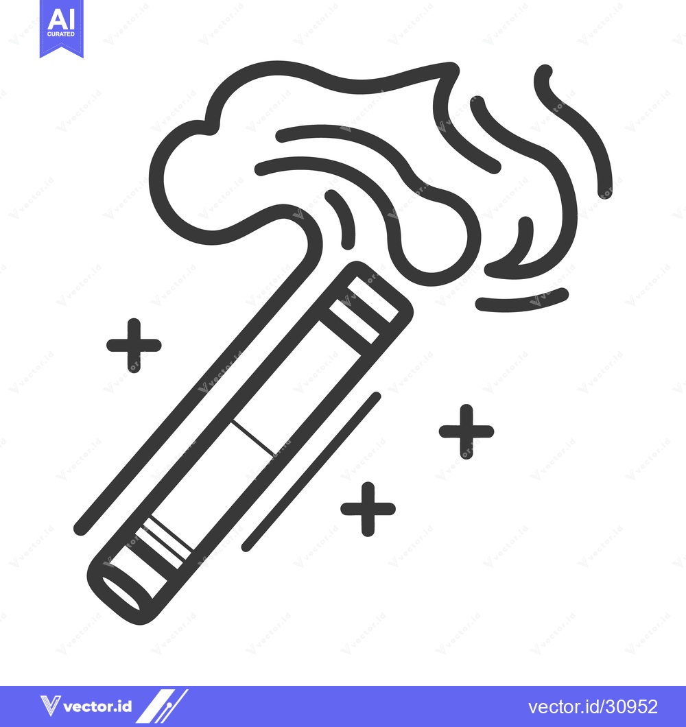 Premium Vector dari A diagonal illustration of a burning cigar with smoke rising