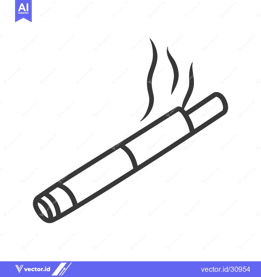 Premium Vector of A graphic illustration depicts a smoking cigarette with wisps of smoke