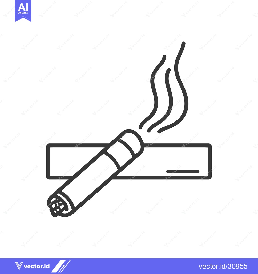 Premium Vector of A lit cigar resting on an ashtray producing curling smoke
