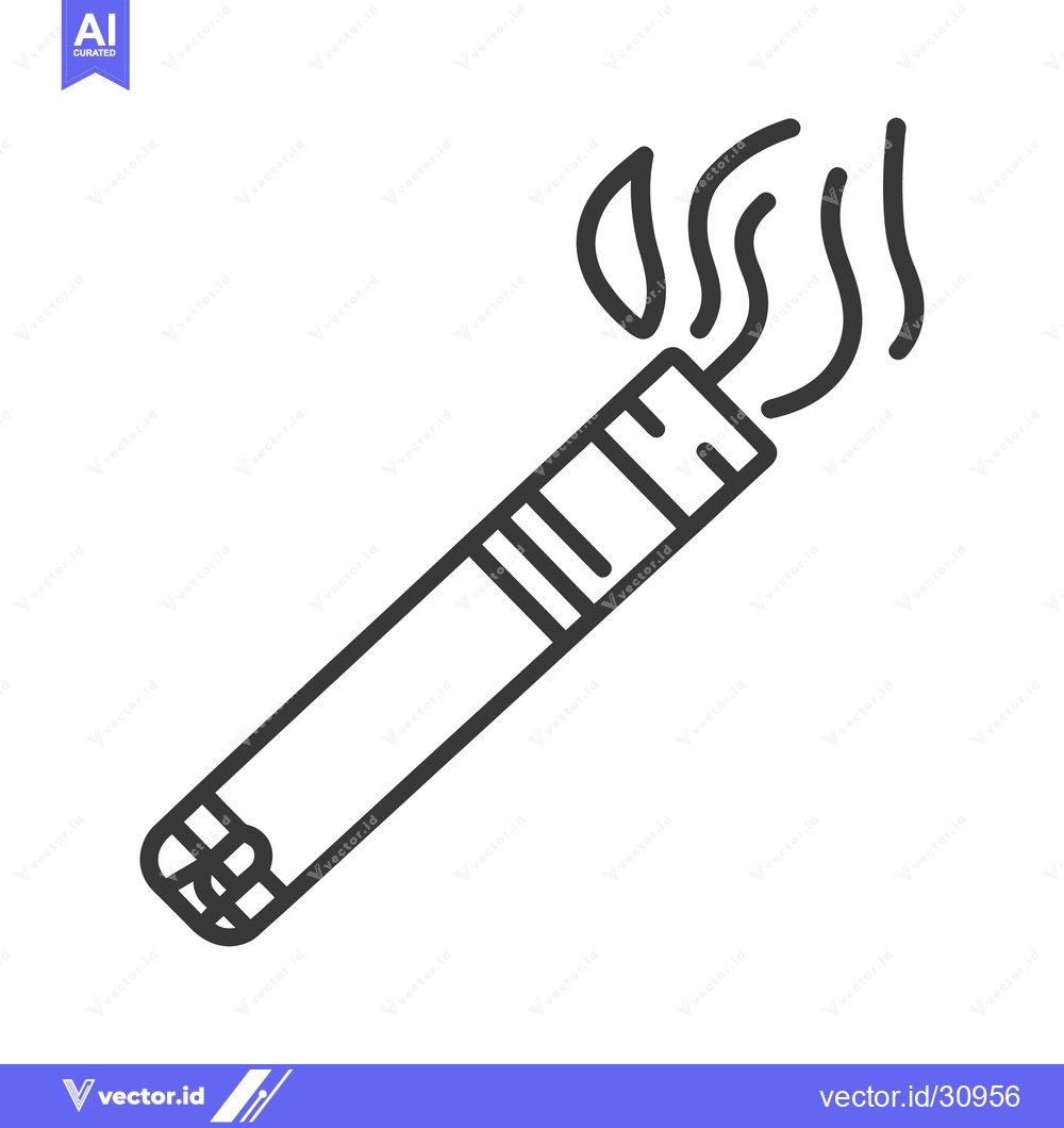 Premium Vector of A simplified line drawing depicting a burning elongated smoking device