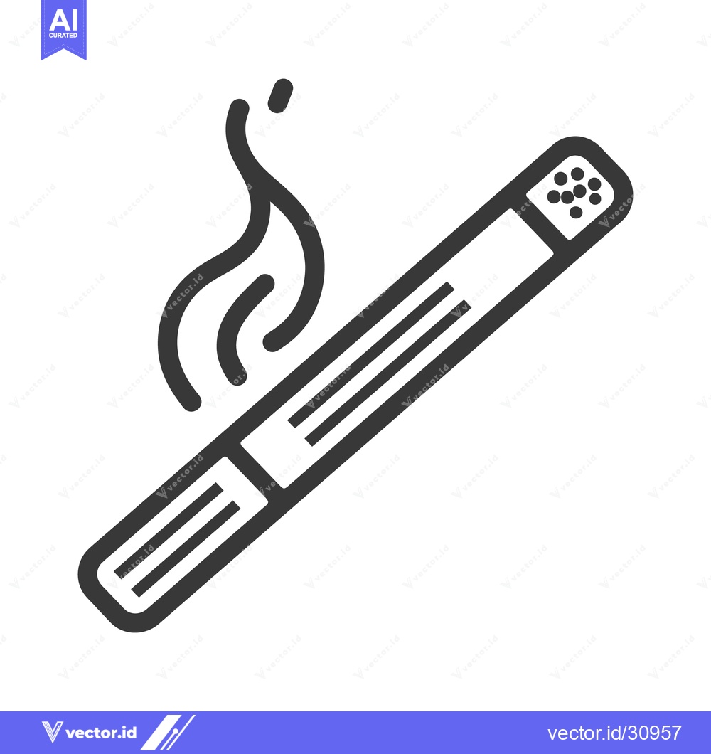 Premium Vector dari A graphic depiction of a lit cigarette emitting smoke
