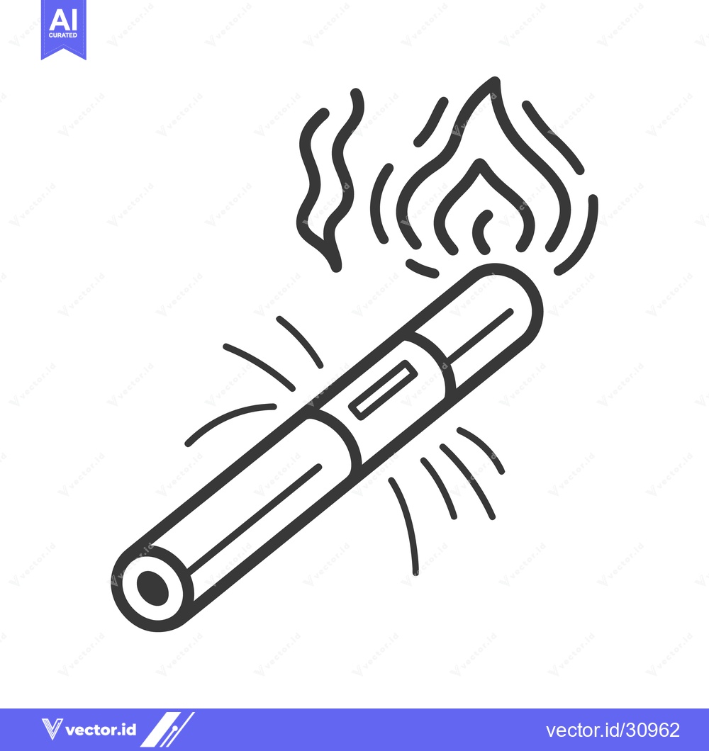 Premium Vector of A lit and burning device with drawn smoke and flames emitting