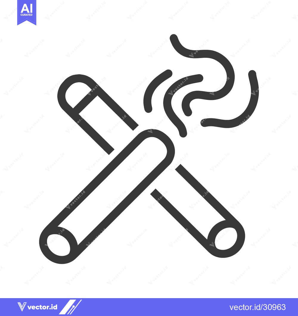 Premium Vector of Two cigars with smoke are shown in a black graphic