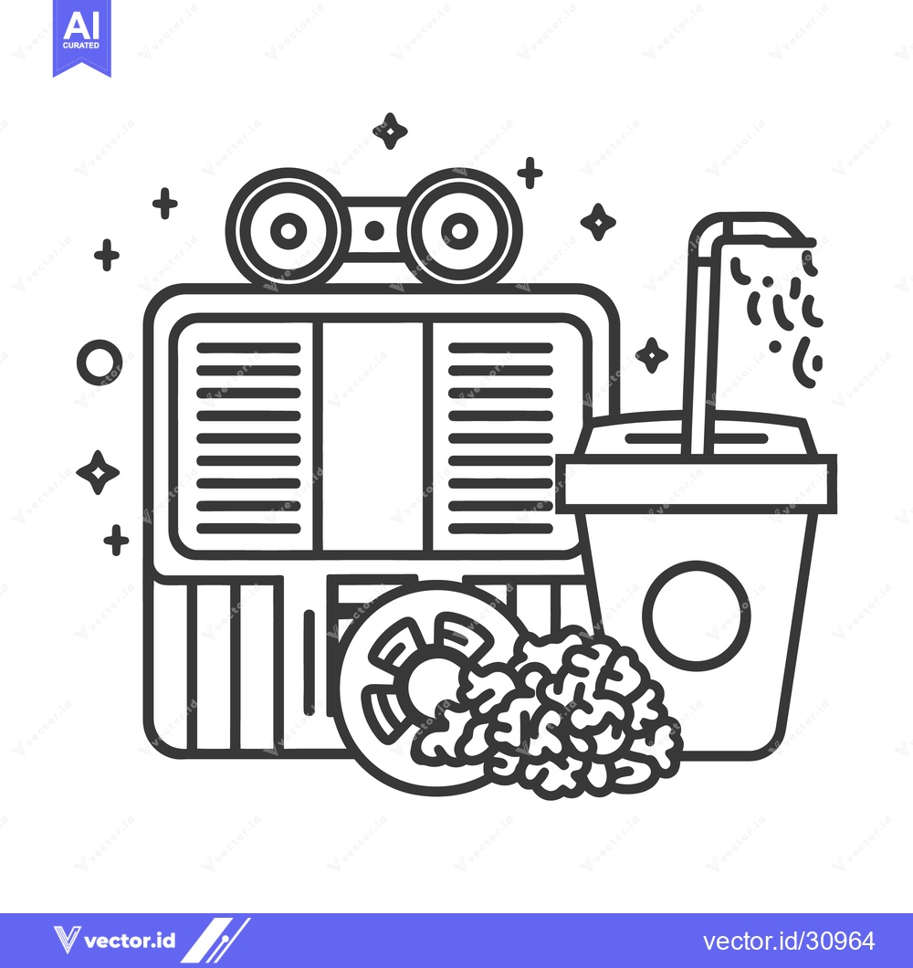 Premium Vector of A retro movie experience featuring snacks and a drink
