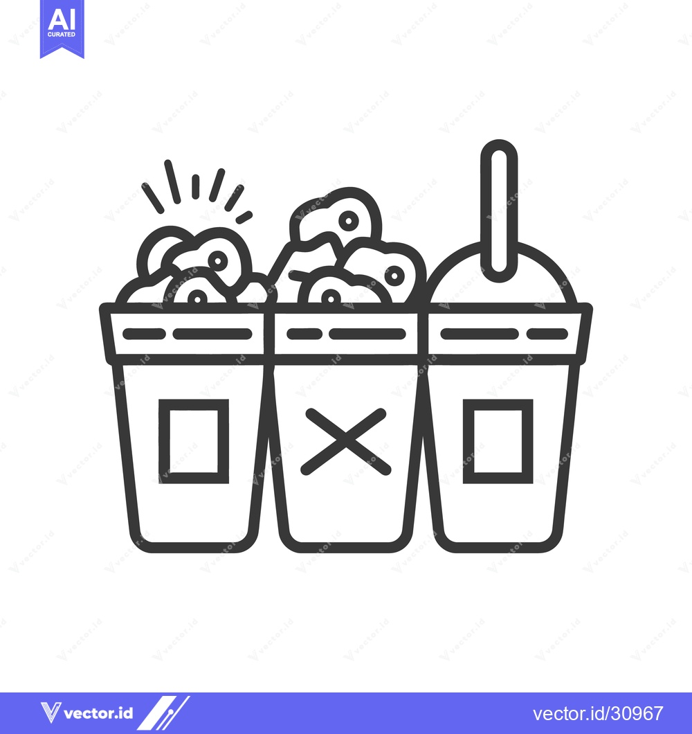 Premium Vector dari Three Cups Filled With Treats And Drinks Represented In Line Art