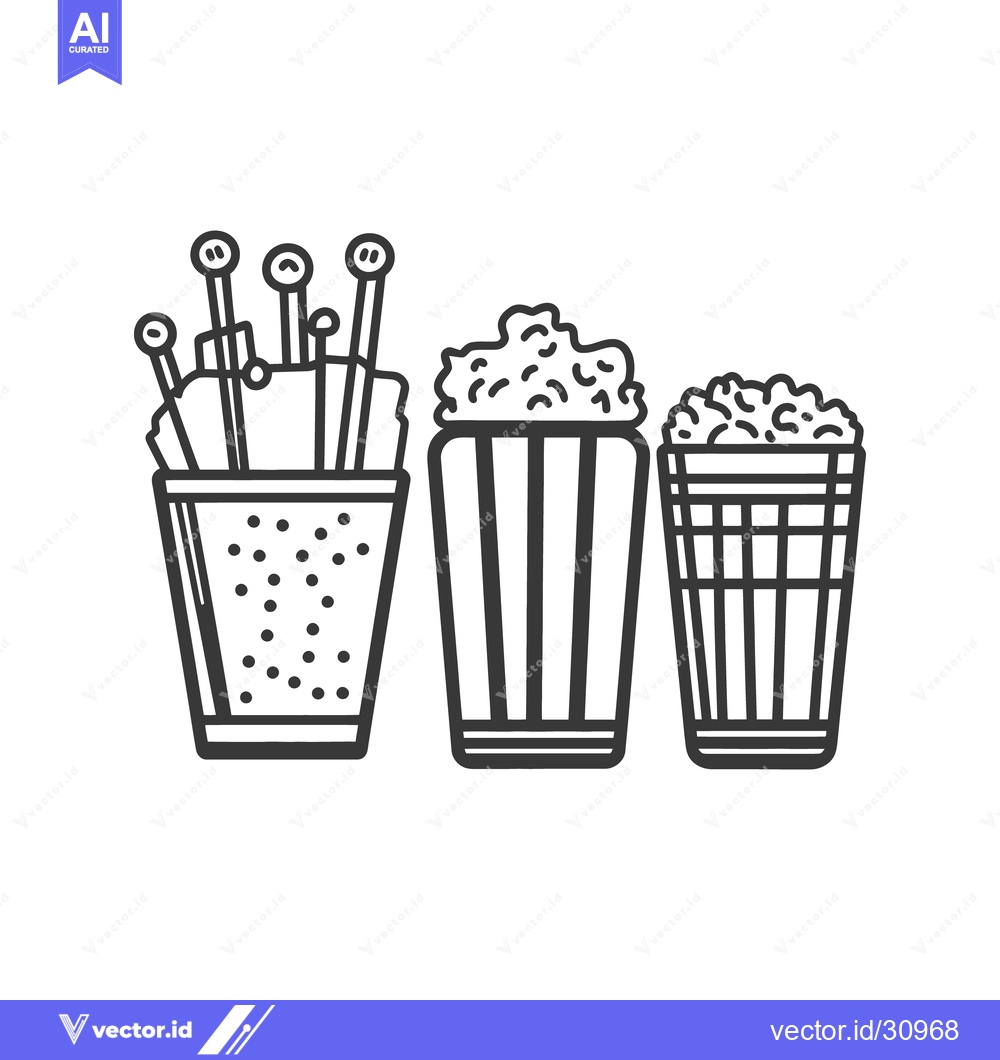 Premium Vector of A black and white illustration of crafting supplies and snacks