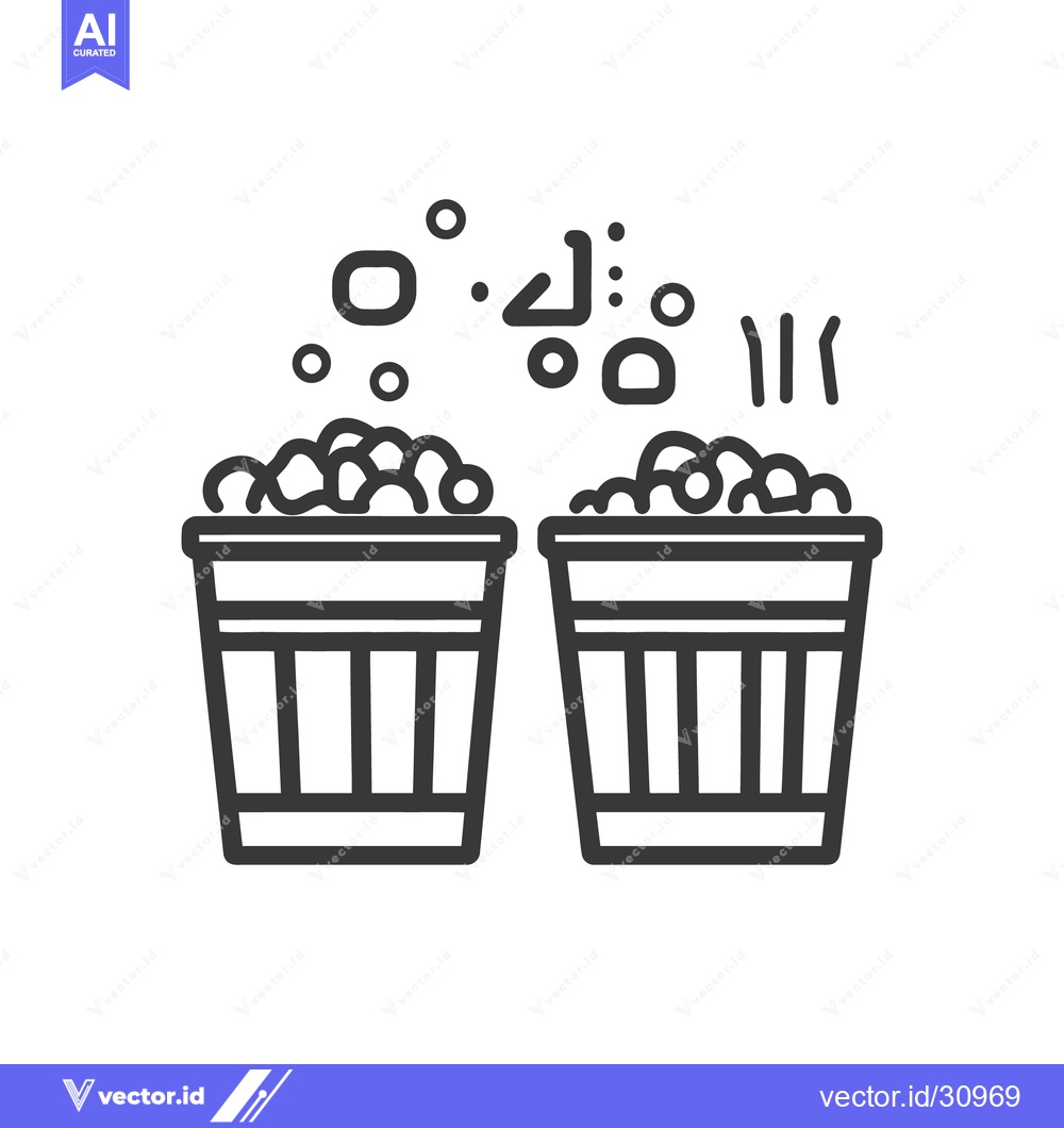 Premium Vector dari Two illustrative popcorn containers with popping kernels in the air