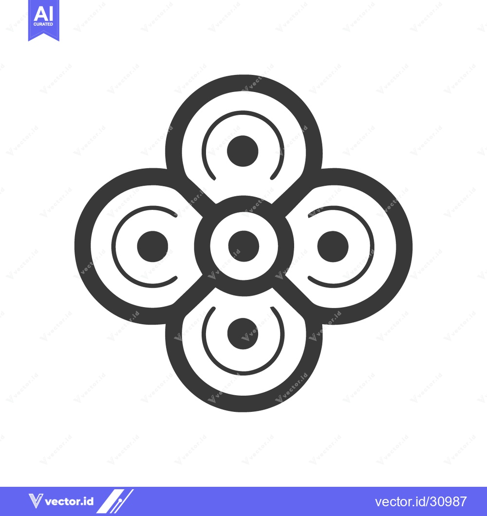 Premium Vector of Abstract Geometric Flower Design with Concentric Circles in Gray