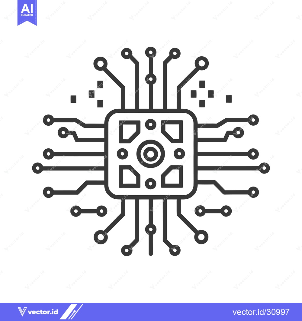 Premium Vector dari Circuit Board with Central Processing Unit and Connectors