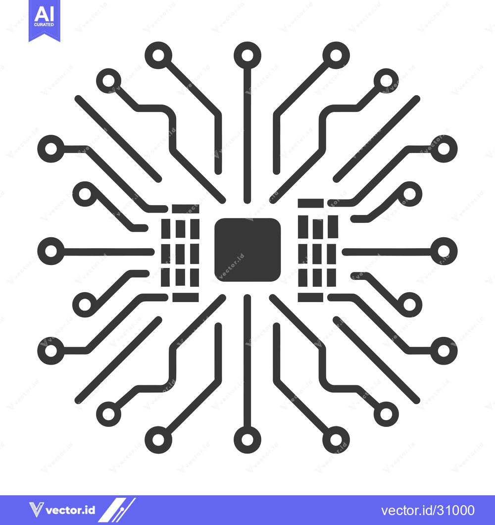 Premium Vector dari Circuit Board with Integrated Chip and Multiple Connections