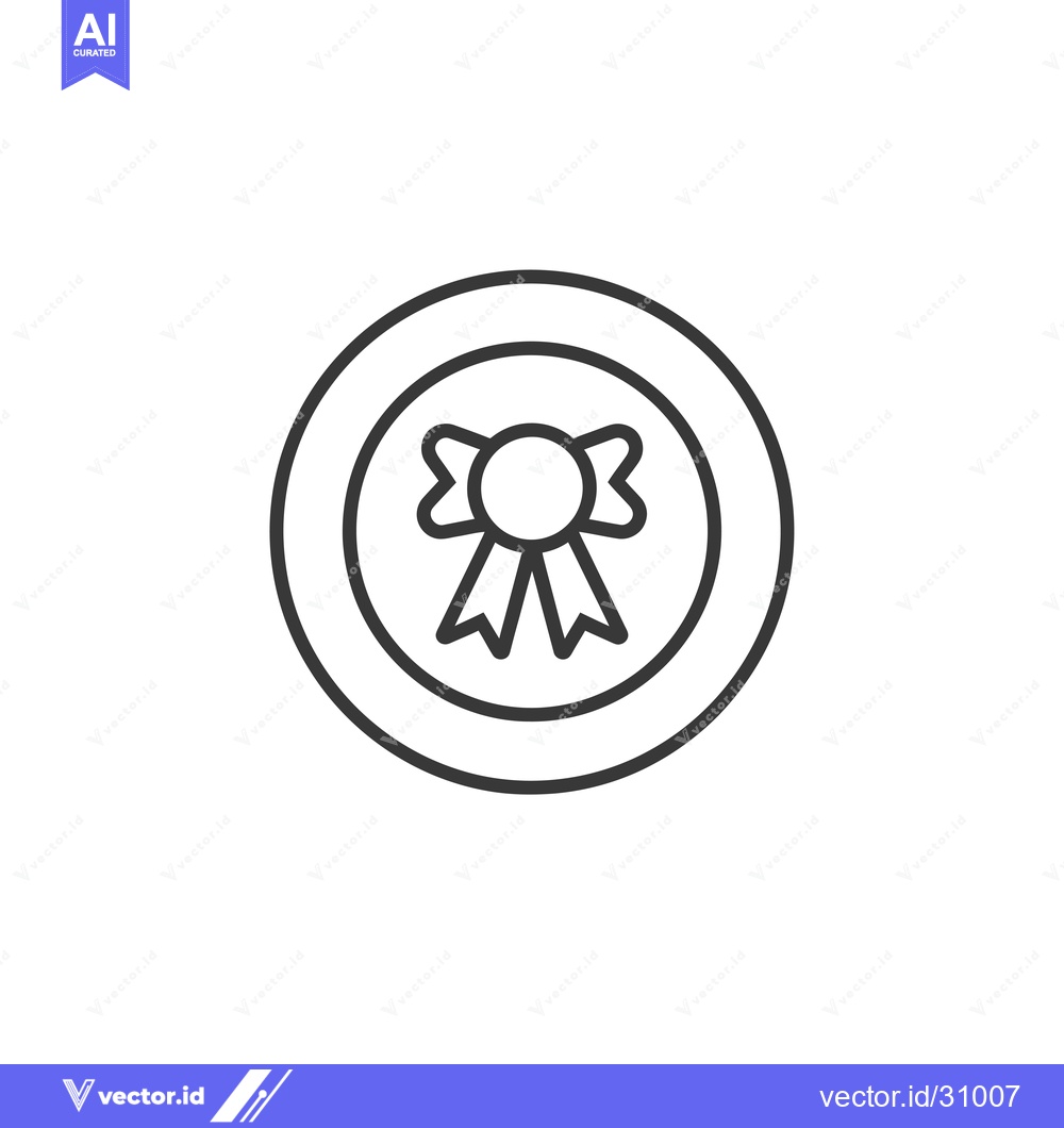 Premium Vector dari Circular Award Icon with Ribbon and Dot in Center