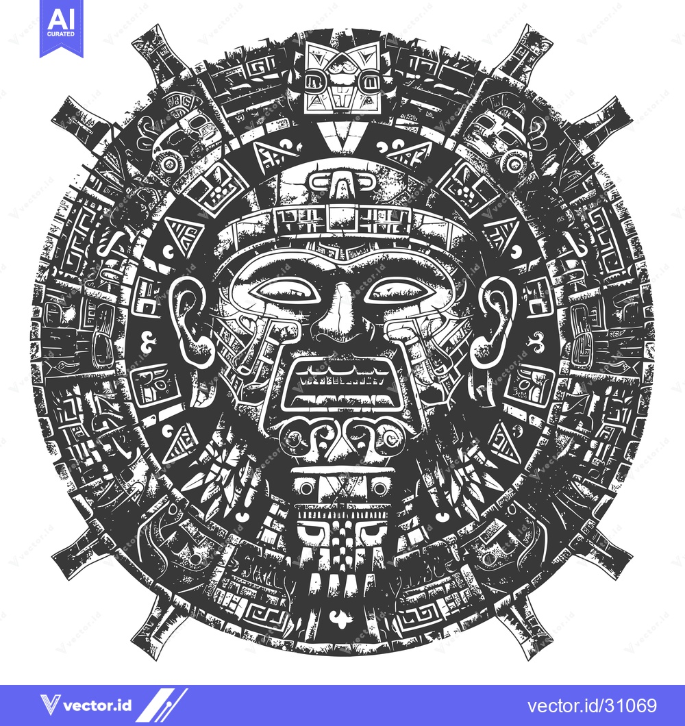 Premium Vector dari Circular Aztec Design with Central Face Mask