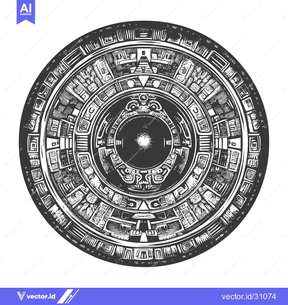 Premium Vector dari Circular Aztec Design with Central Motif and Geometric Patterns