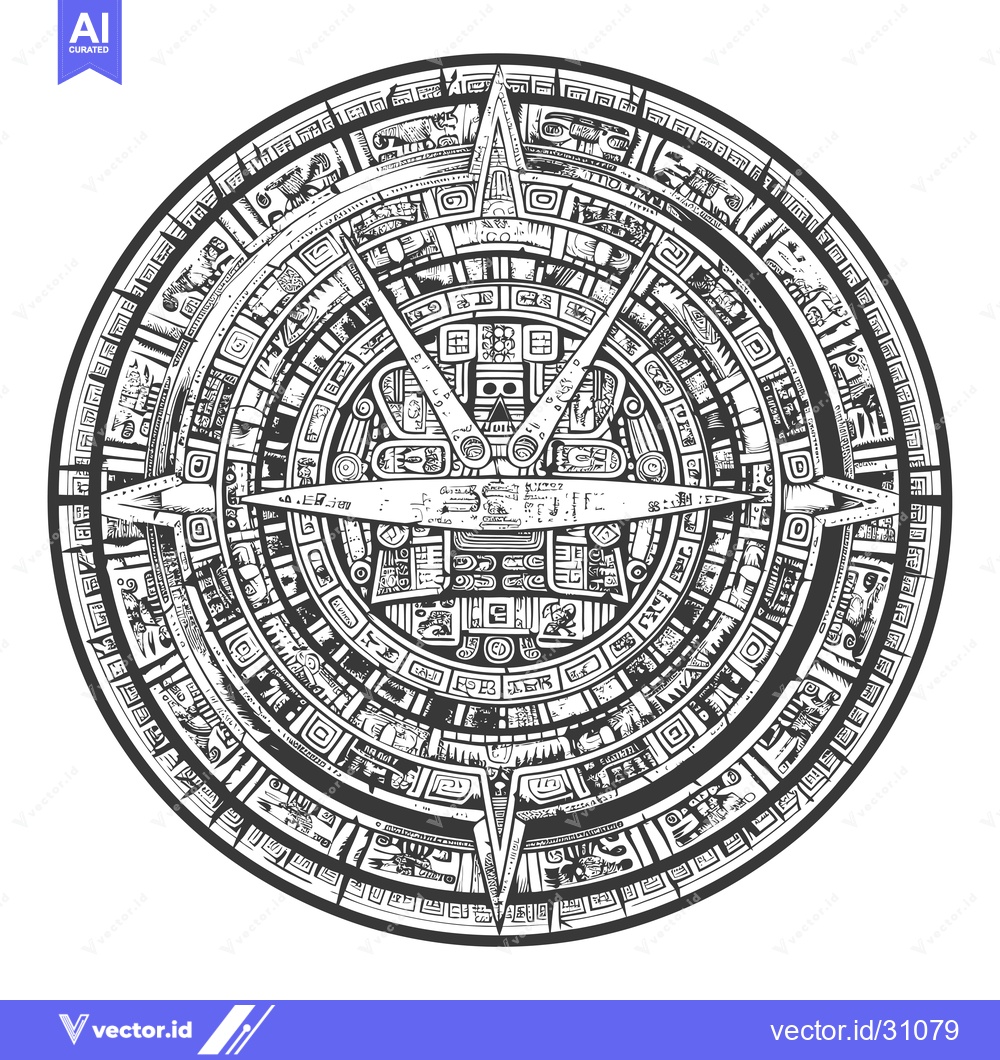 Premium Vector of Circular Aztec Design with Intricate Geometric Patterns