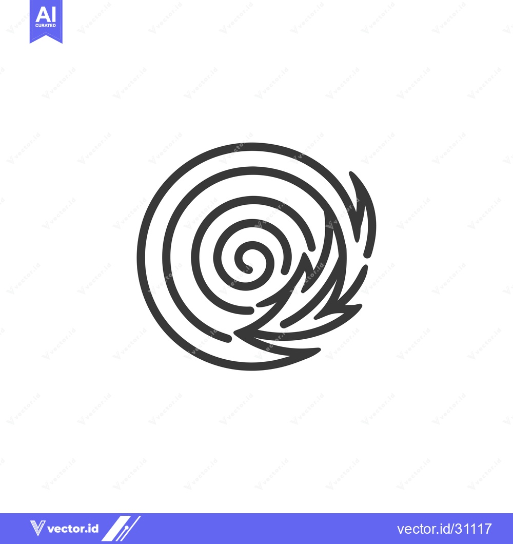 Premium Vector of Circular Design with a Spiraling Center and Leaf-like Element