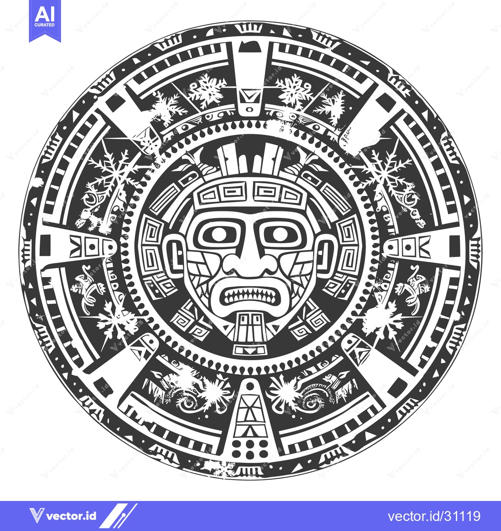 Premium Vector of Circular design with a stylized face and geometric patterns