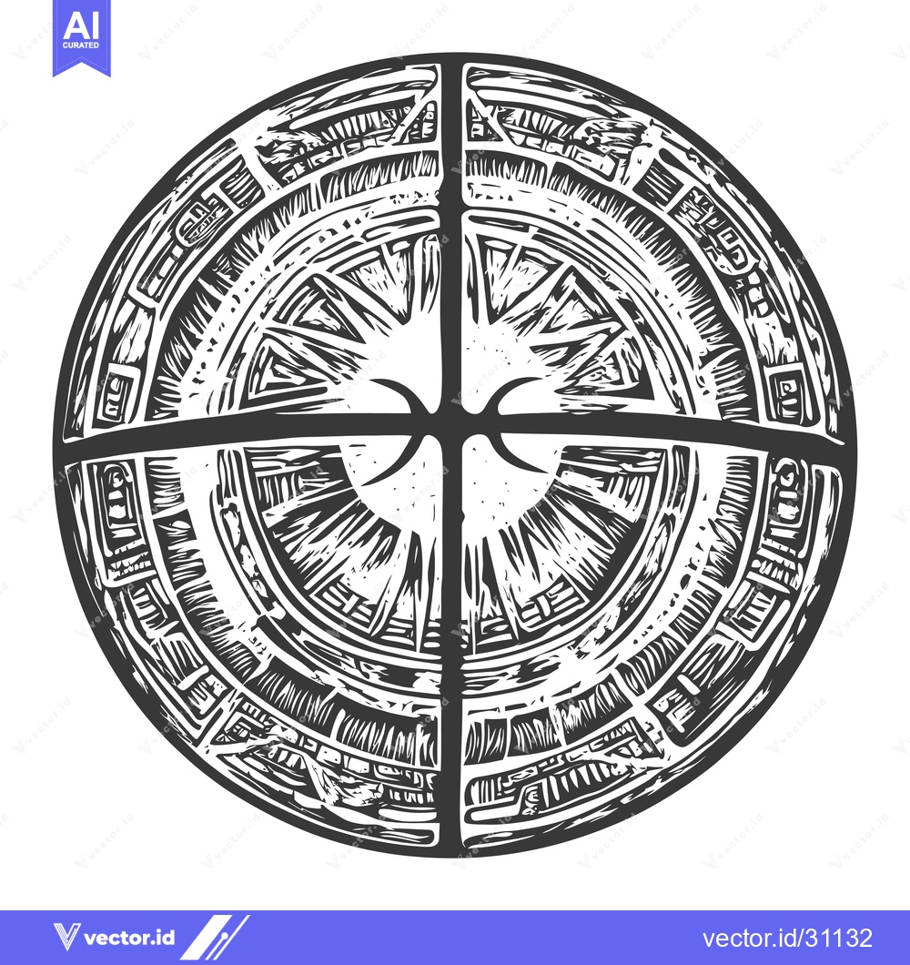 Premium Vector of Circular design with intricate patterns and a central cross