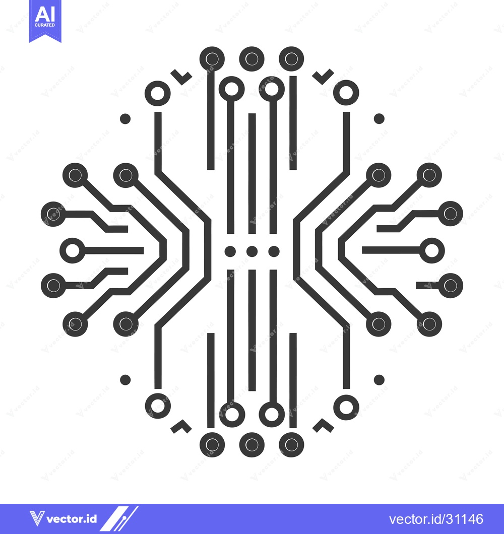 Premium Vector dari Circular Electronic Circuit Board with Interconnected Components