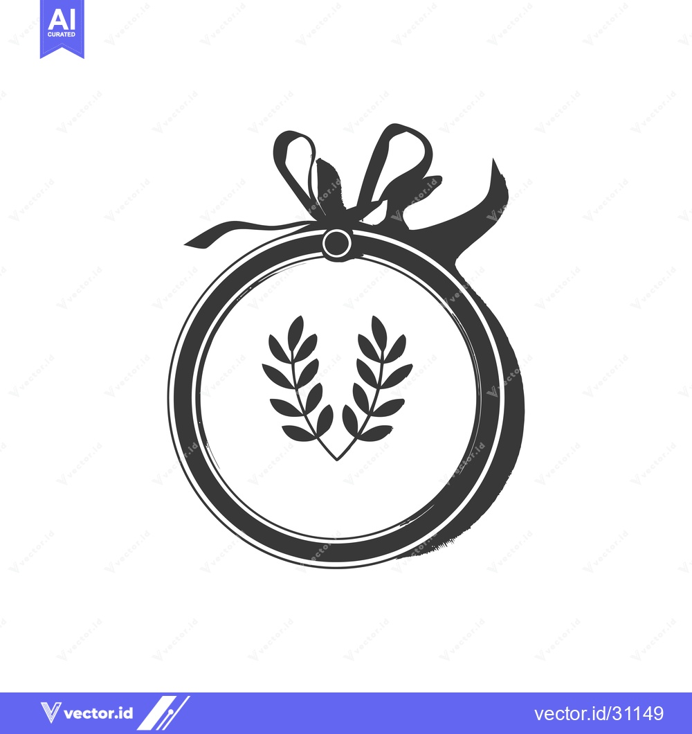Premium Vector dari Circular Emblem with Ribbon and Laurel Wreath