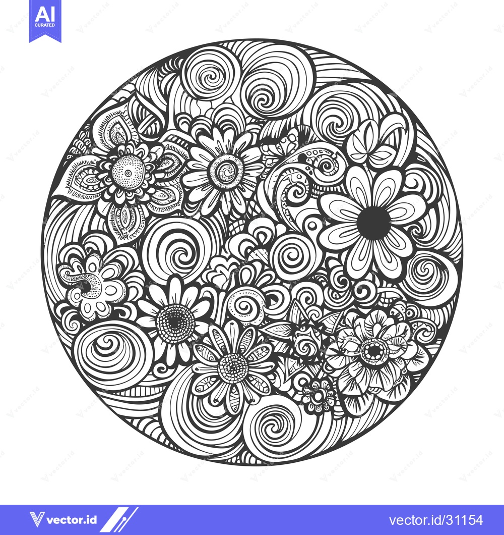 Premium Vector dari Circular Floral Design with Swirls and Abstract Elements