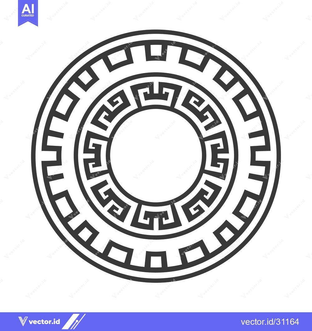 Premium Vector of Circular geometric pattern with concentric rings and greek key motifs