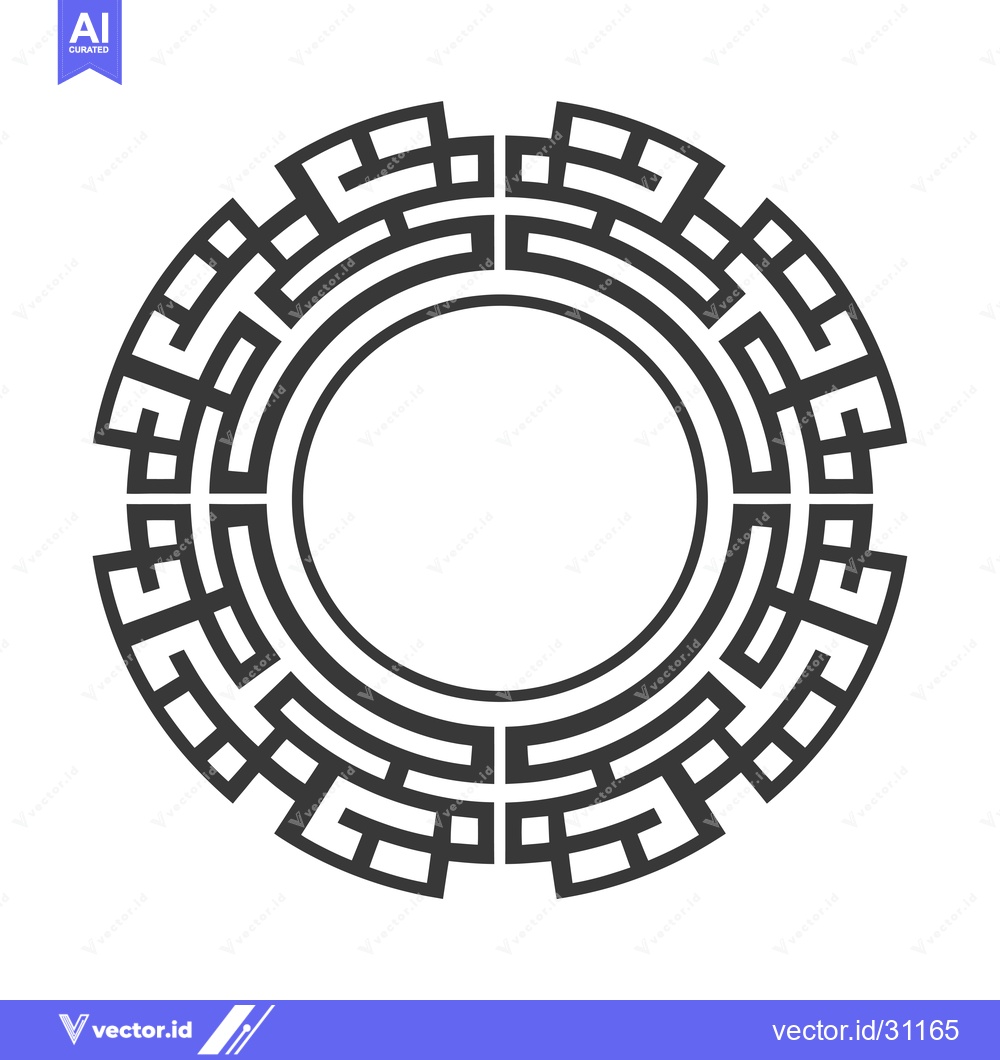 Premium Vector dari Circular Geometric Pattern with Interlocking Squares and Lines