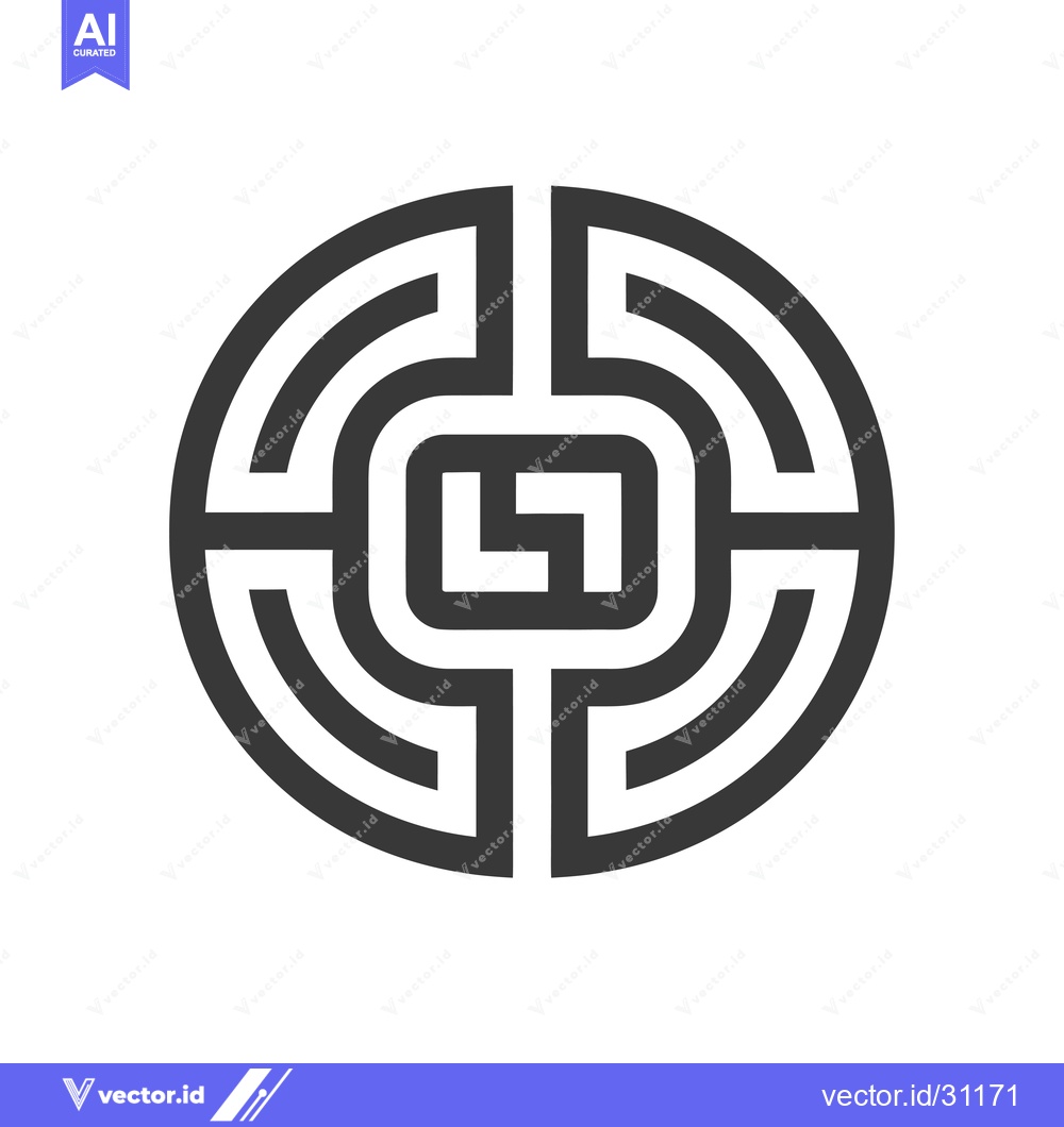 Premium Vector of Circular Geometric Symbol with Concentric Arcs and a Square Inside