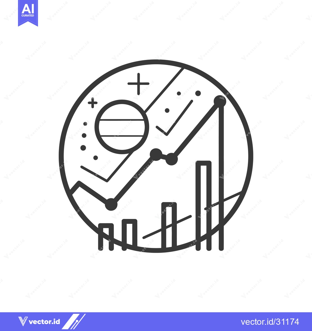 Premium Vector dari Circular Graphic with Line Graph and Bar Chart