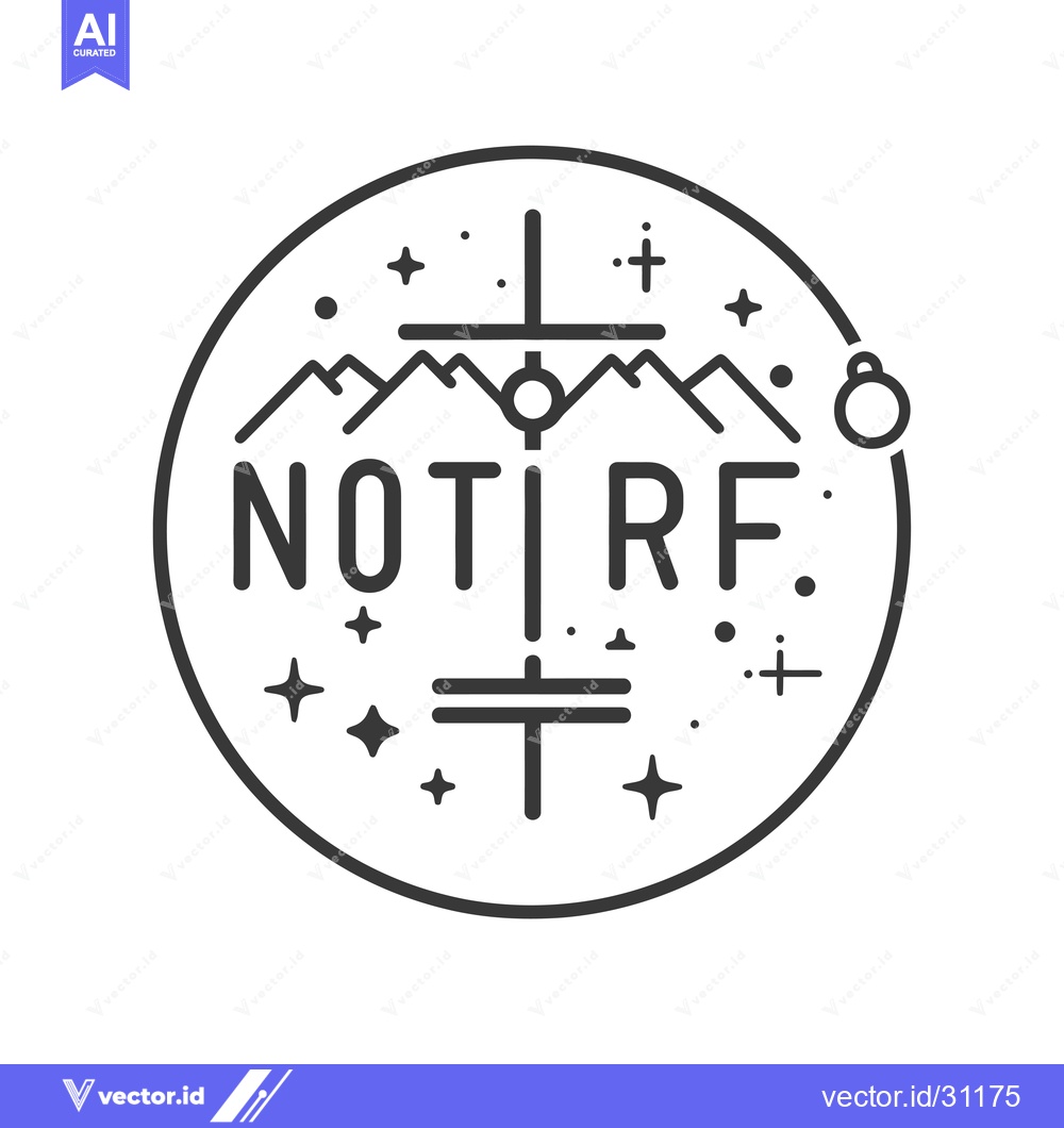 Premium Vector of Circular Graphic with Mountains, Stars, and the Word "NOTIRF"