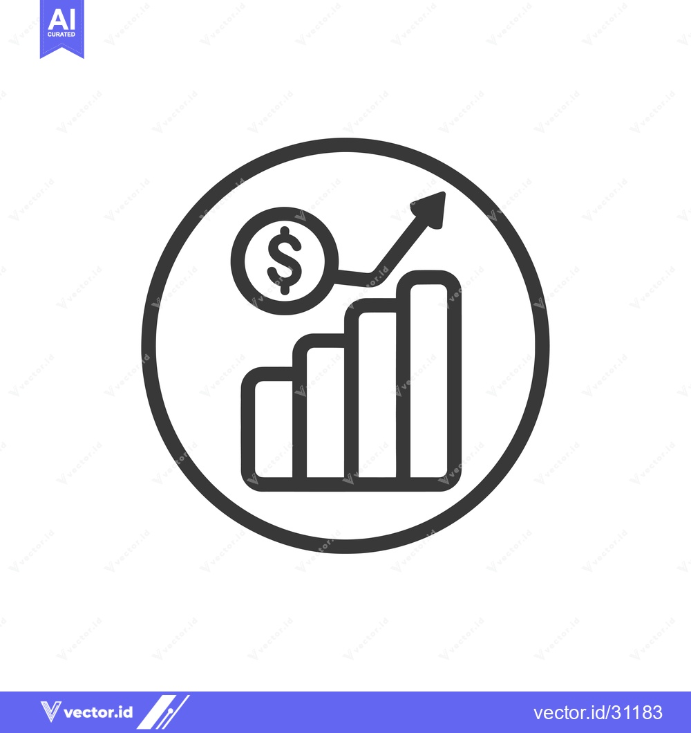 Premium Vector dari Circular icon depicting an upward trend in financial growth