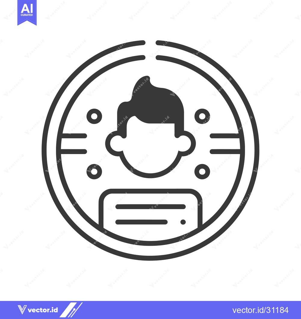 Premium Vector of Circular Icon Depicting a Person with a Document and Signals