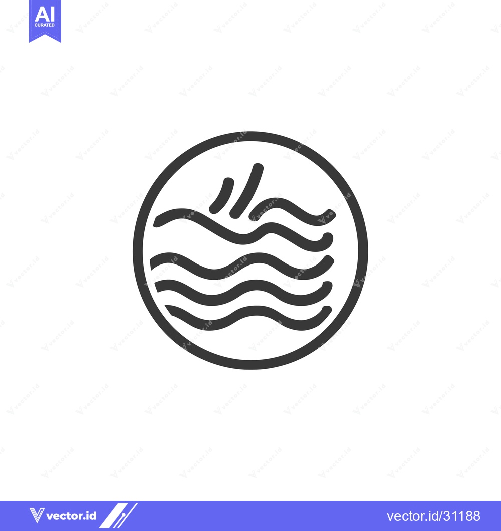Premium Vector dari Circular Icon Depicting Water Waves with a Thick Outline