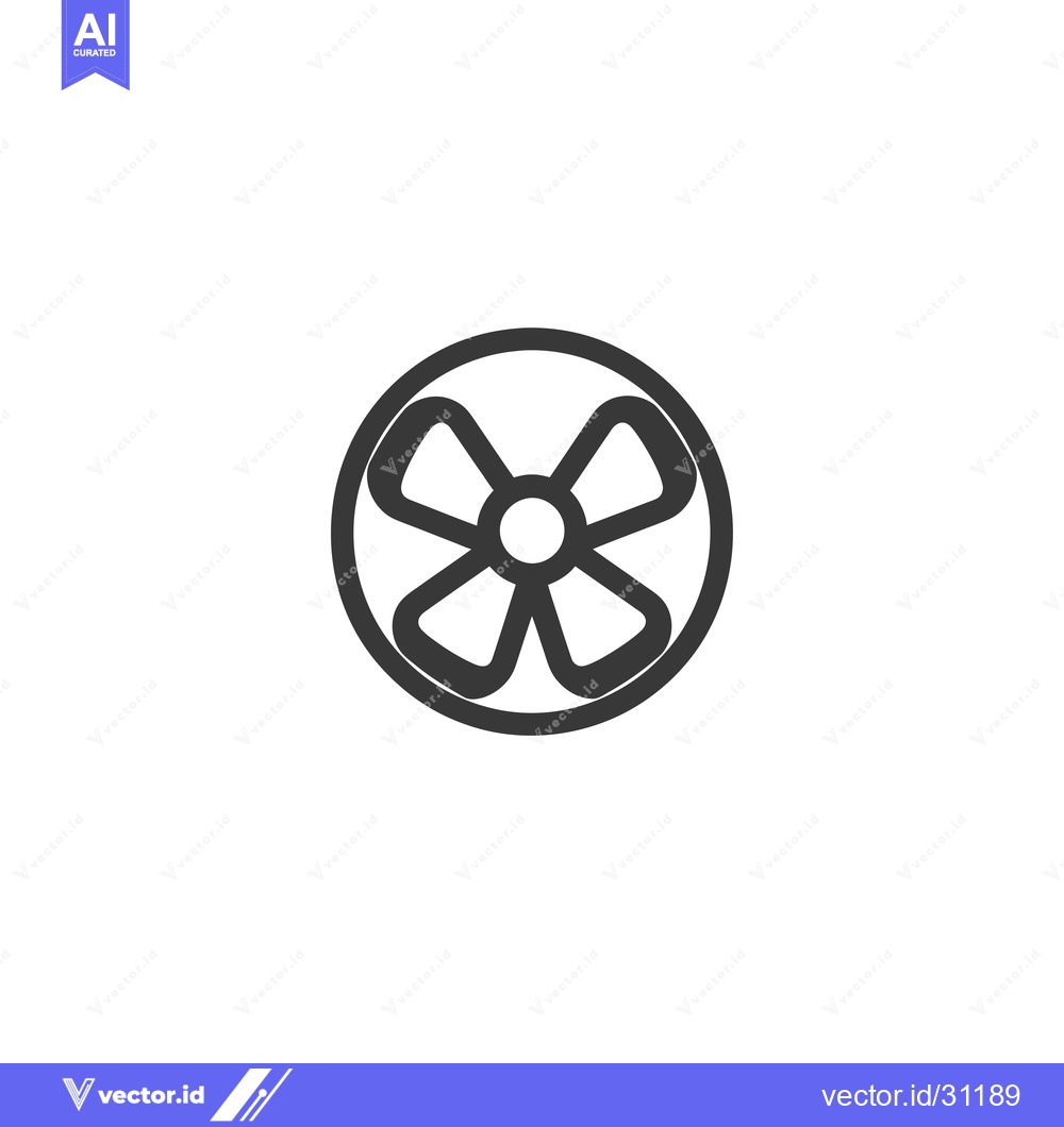 Premium Vector dari Circular Icon of a Four-Bladed Fan