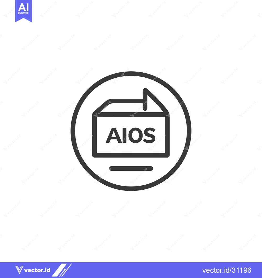Premium Vector dari Circular Icon with Open Box and "AIOS" Text