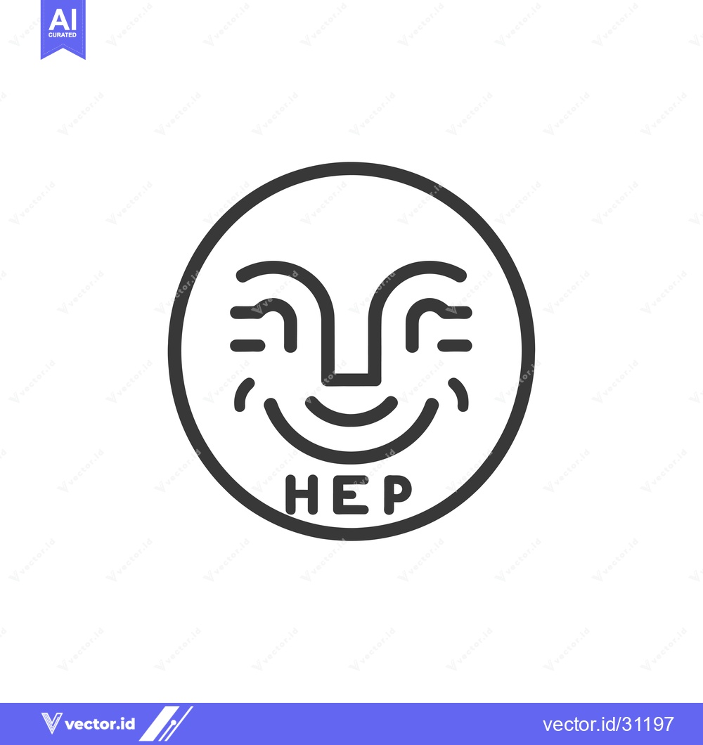 Premium Vector of Circular Icon with Smiling Face and "HEP" Text