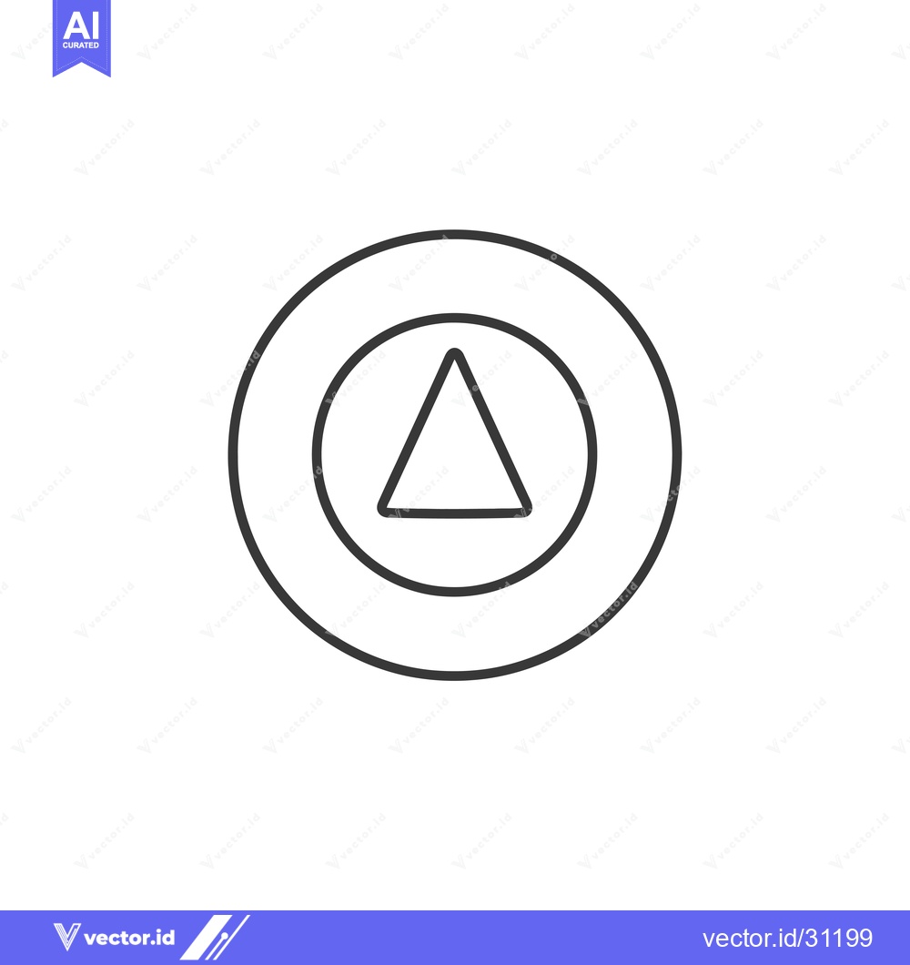 Premium Vector of Circular Icon with Triangle and Double Outline