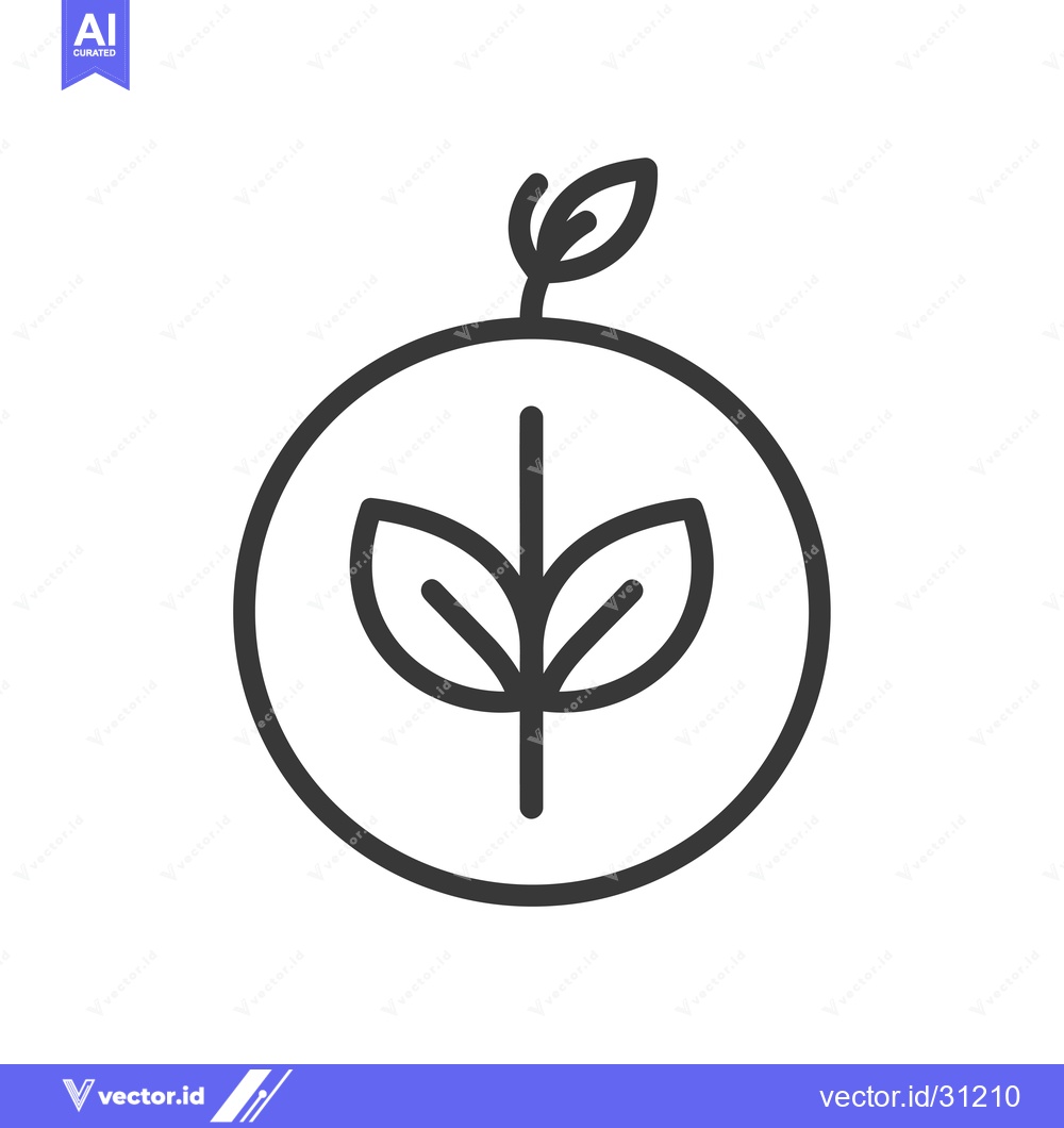 Premium Vector of Circular Logo with a Simple Plant Sprout Design
