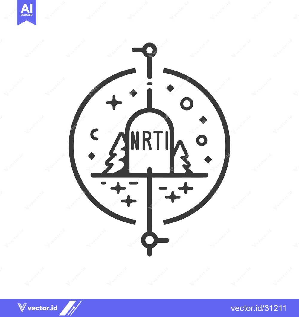 Premium Vector of Circular Logo with a Tombstone, Trees, and Stars