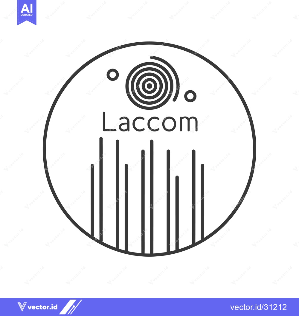 Premium Vector of Circular Logo with Concentric Circles, Vertical Lines, and Text "Lacco