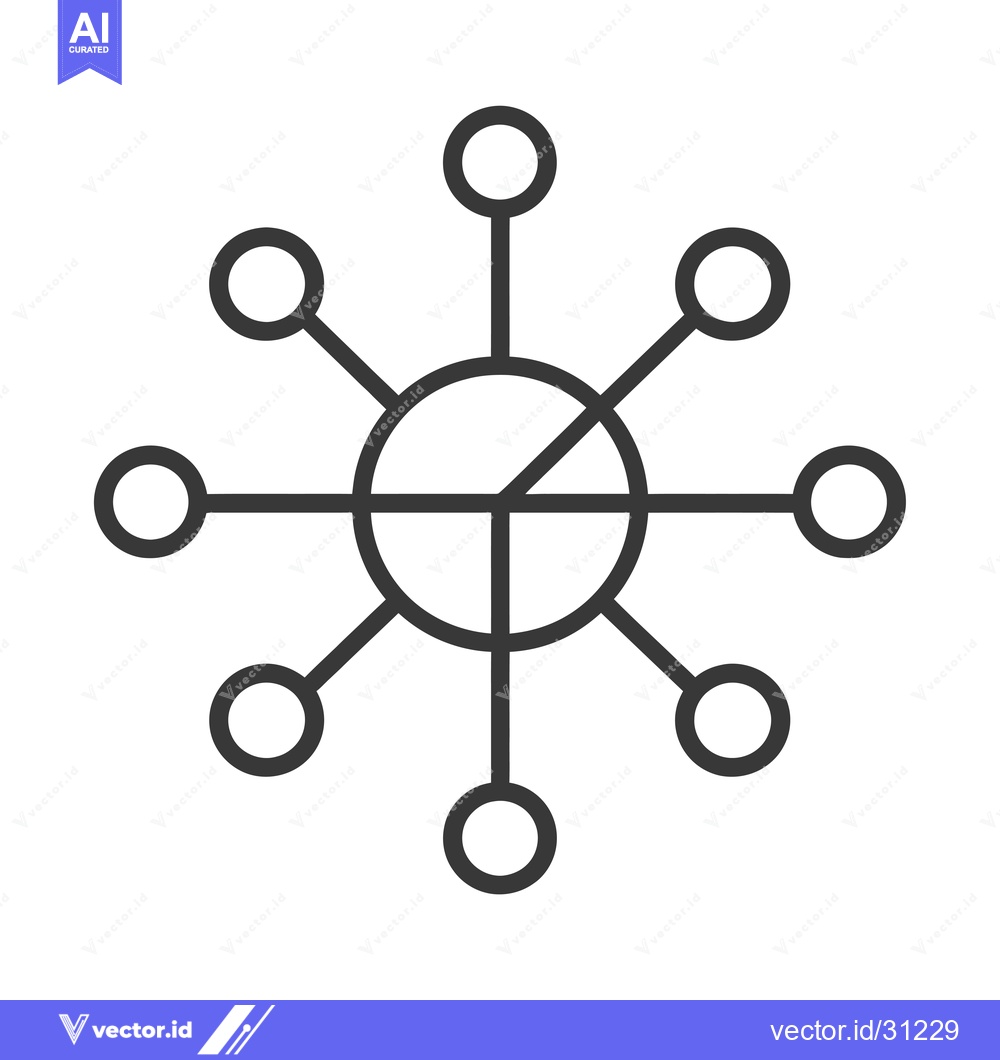 Premium Vector dari Circular Network with Central Node and Eight Connections