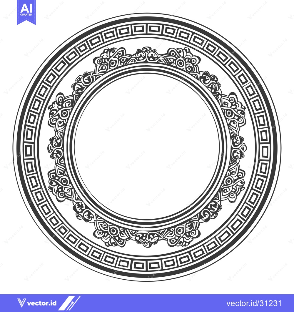 Premium Vector of Circular Ornamental Frame with Greek Key Pattern