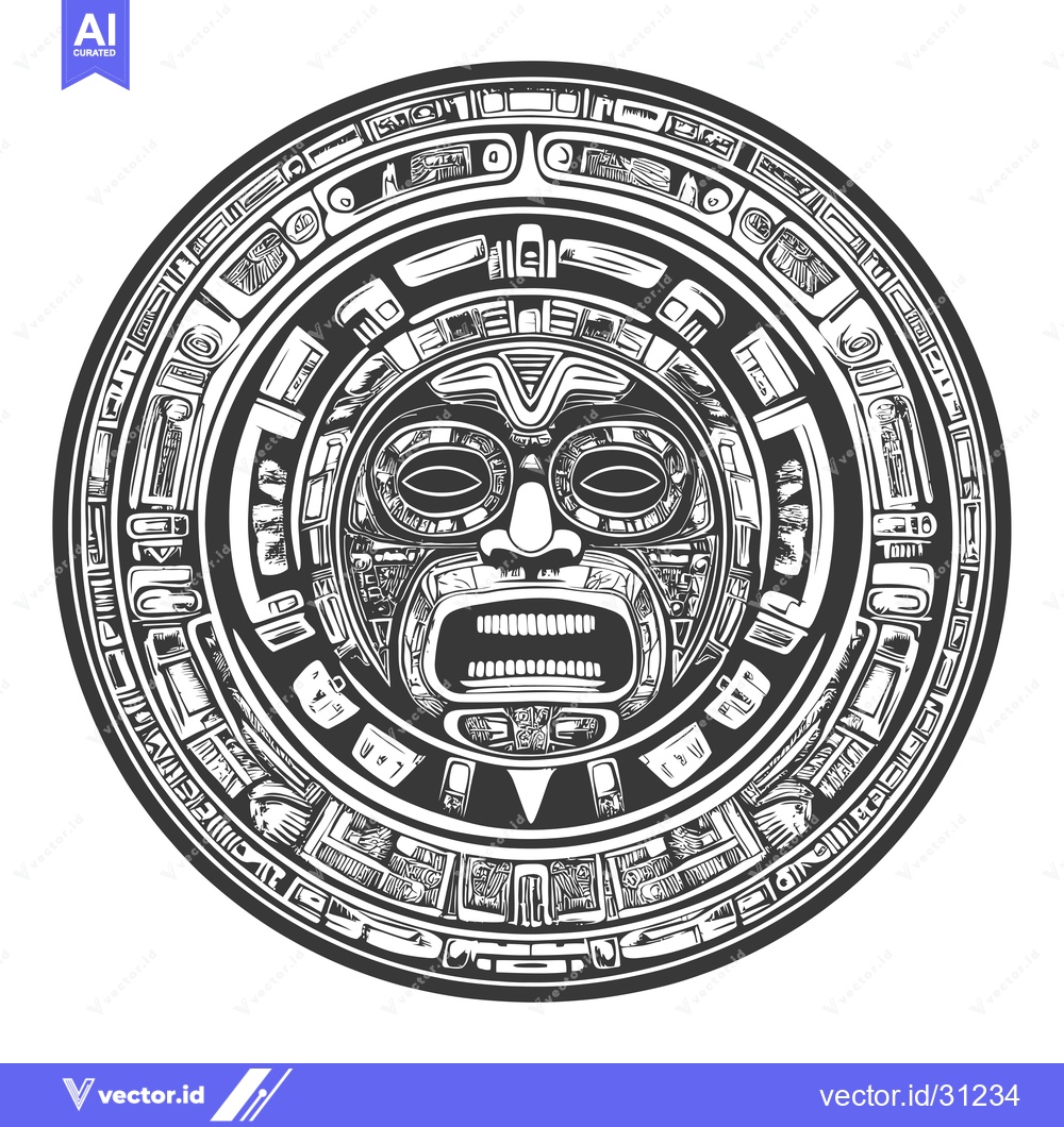 Premium Vector dari Circular Ornate Design with a Central Depiction of a Face