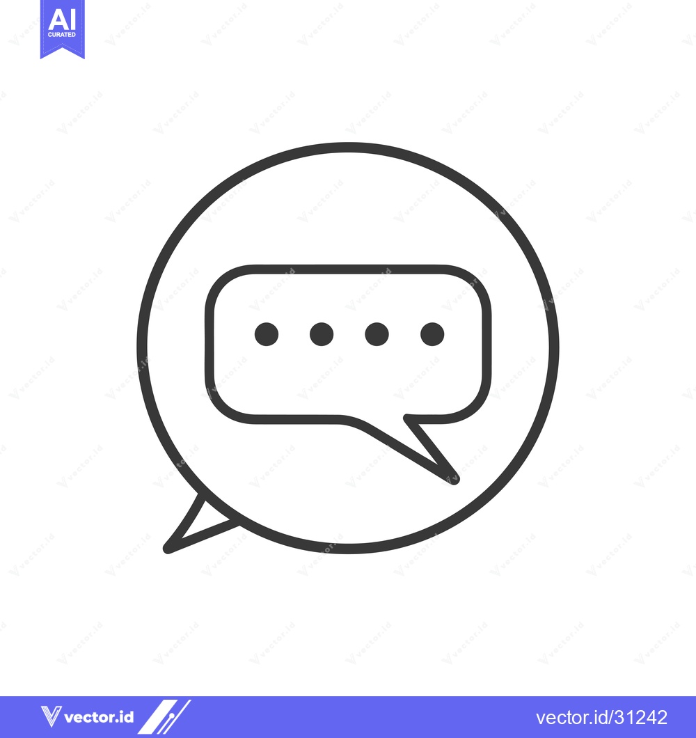 Premium Vector of Circular Speech Bubble with Ellipses and Pointing Tail