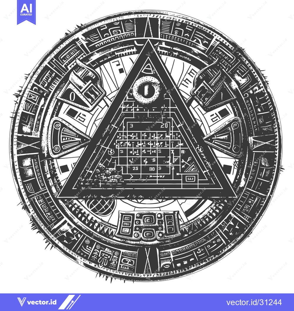 Premium Vector dari Circular Symbol with an Eye in a Triangle and Ornate Design