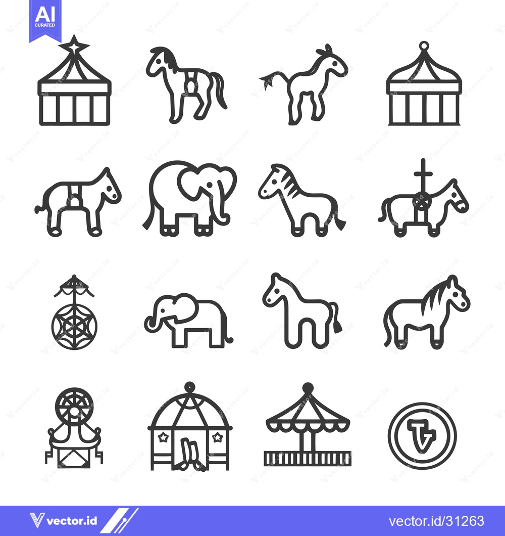 Premium Vector of Circus and Carnival Outline Icons Set